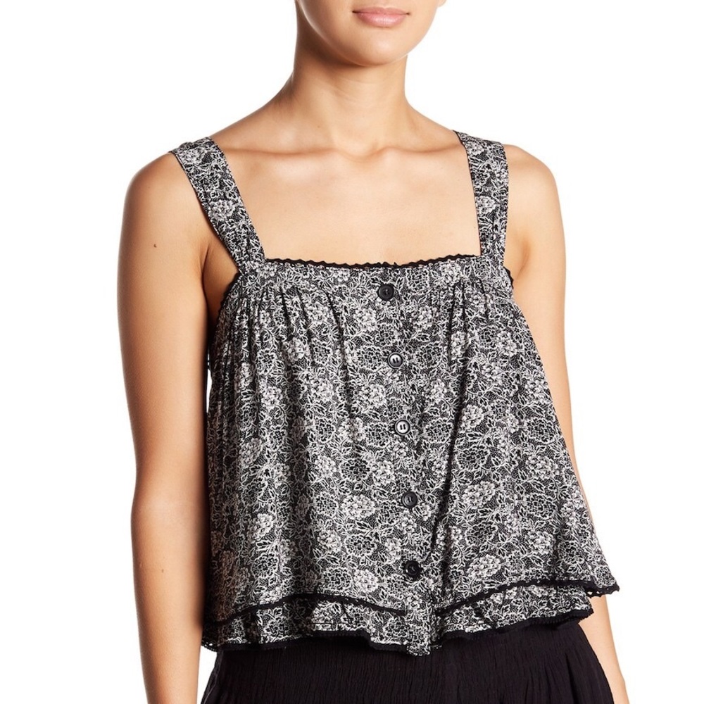 Free People Sleeveless Printed Tank Top LG